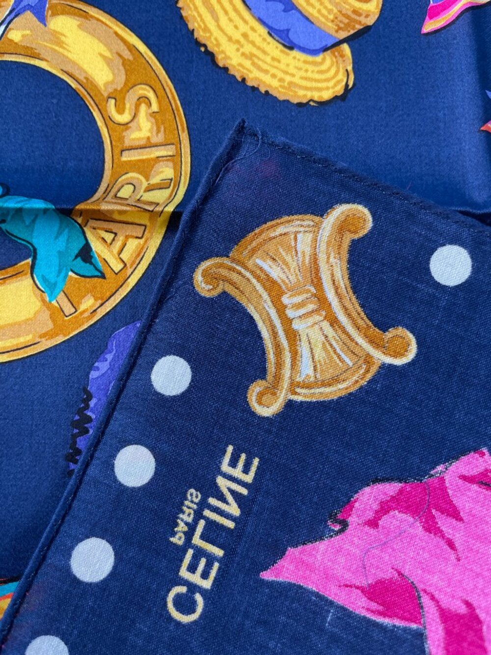 Céline Paris Cotton Scarf Colorful Hat Print - Picture 15 of 15
